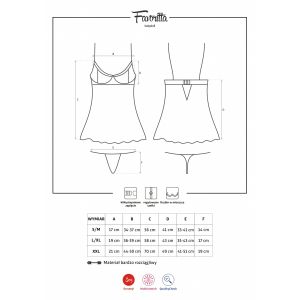 Favoritta babydoll i stringi białe XXL
